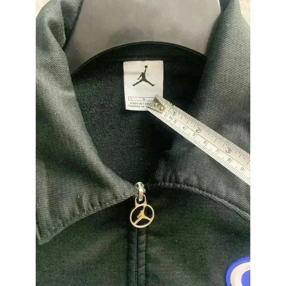 Vintage Air Jordan Jacket Men's Large Black Zipped Logo Jumpan Gray Tag - Picture 6 of 8
